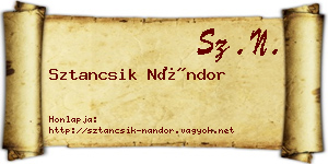 Sztancsik Nándor névjegykártya